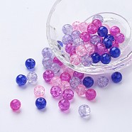 Baking Painted Crackle Glass Beads, Valentine's Mix, Round, Mixed Color, 8~8.5x7.5~8mm, Hole: 1mm, about 100pcs/bag(DGLA-X0006-8mm-02)