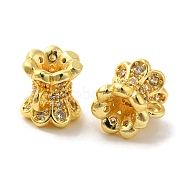 Flower Brass Micro Pave Cubic Zirconia Tube Bails, Long-Lasting Plated, Cadmium Free & Lead Free, Golden, 7.5x8mm, Hole: 1.4mm, Inner Diameter: 2mm(KK-C072-05A-G)