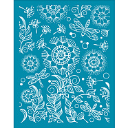 Silk Screen Printing Stencil, for Painting on Wood, DIY Decoration T-Shirt Fabric, Flower, 100x127mm(DIY-WH0341-365)