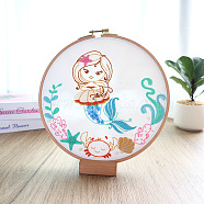 Mermaid Pattern DIY Embroidery Kit, including Embroidery Needles & Thread, Cotton Linen Cloth, White, 290x290mm(DIY-P077-126)
