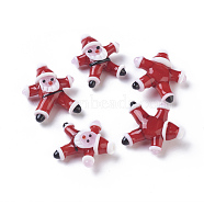 Handmade Lampwork Beads, Father Christmas, Red, 25~29x24~26x9~11mm, Hole: 1mm(LAMP-L075-098)