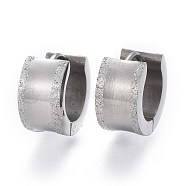 Textured 304 Stainless Steel Huggie Hoop Earrings, Ring, Stainless Steel Color, 12x13x7mm, Pin: 1.2mm(EJEW-L252-016P)