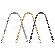 PandaHall Elite Iron Snake Chain Bag Handles, with Alloy Swivel Clasps, for Bag Straps Replacement Accessories, Mixed Color, 40x1.2x0.7cm, Clasp: 24x12x5mm, 3 colors, 1strand/color, 3strands/set(IFIN-PH0001-26)