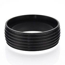 201 Stainless Steel Grooved Finger Ring Settings, Ring Core Blank for Enamel, Electrophoresis Black, 8mm, Size 10, Inner Diameter: 20mm(STAS-WH0047-05EB)