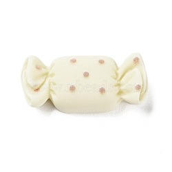 Cartoon Opaque Resin Polka Dot Candy Cabochons, for Jewelry Making, Floral White, 12x27x7mm(RESI-Q218-02D)