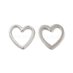 304 Stainless Steel Linking Ring, Textured, Heart, Stainless Steel Color, 15.5x15.5x1.5mm, Inner Diameter: 12.5x12mm(STAS-B032-38P)
