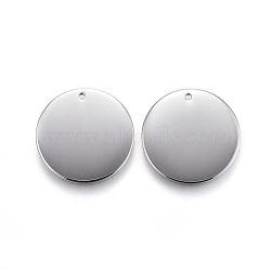 Tarnish Resistant 304 Stainless Steel Pendants, Stamping Blank Tag Charms, Flat Round, Stainless Steel Color, 16x0.8mm, Hole: 1mm(STAS-H363-09)