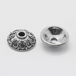 Thai 925 Sterling Silver Bead Caps, Apetalous, Antique Silver, 9x3mm, Hole: 1mm(STER-K171-30AS)