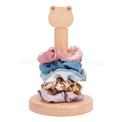 Elite Wood Scrunchie Display Holders, with Flat Round Base, Hair Tie Accessories Organizer, Frog, BurlyWood, 13x21cm(ODIS-PH0001-58A)