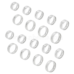 18Pcs 9 Size 201 Stainless Steel Grooved Finger Ring Settings, Ring Core Blank, for Inlay Ring Jewelry Making, with 1Pc Rectangle Velvet Pouches, Stainless Steel Color, Inner Diameter: 15~23mm, 2Pcs/size(STAS-UN0047-29)