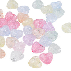 Transparent Crackle Acrylic Beads, Heart, Mixed Color, 9.5x10.5x6.5mm, Hole: 1.8mm, about 1190pcs/500g(MACR-N006-14-A01)