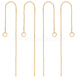 10Pcs Brass Stud Earring Findings with Loop, Ear Threads, Golden, 82~87x0.5mm, Hole: 1.5mm, Pin: 0.6mm(KK-BBC0004-07)