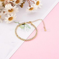 Brass Rhinestone Strass Chain Bracelets, Rhinestone Cup Chains Bracelets, Golden, 7 inch(17.8cm)(X-BJEW-JB06002)