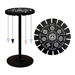 Wooden Wheel, Wooden Display Shelf, Black Holder Stand, Rustic Divination Pendulum Storage Rack, Witch Stuff, Mixed Shapes, Wheel: 120x8mm, 2pcs, Studdle: 288x12mm, 1pc(DJEW-WH0046-119)