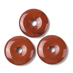 Natural Red Jasper Pendants, Donut/Pi Disc Charms, 30~31x5.5~6.5mm, Hole: 6mm(G-F639-04H)