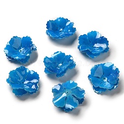 Flower Bead Cap, for DIY Jewelry Making, Royal Blue, 26~29x9~11mm, Hole: 1~1.4mm(SACR-C002-10)