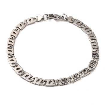 Tarnish Resistant 304 Stainless Steel Mariner Link Chain Bracelets, with 201 Stainless Steeel Findings, Stainless Steel Color, 8-7/8 inch(22.4cm)