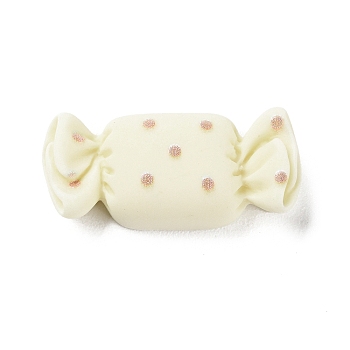 Cartoon Opaque Resin Polka Dot Candy Cabochons, for Jewelry Making, Floral White, 12x27x7mm