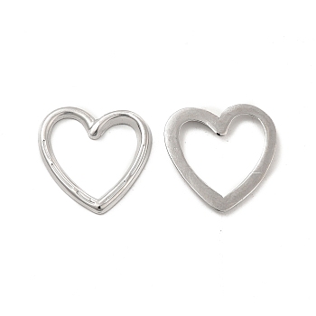 304 Stainless Steel Linking Ring, Textured, Heart, Stainless Steel Color, 15.5x15.5x1.5mm, Inner Diameter: 12.5x12mm
