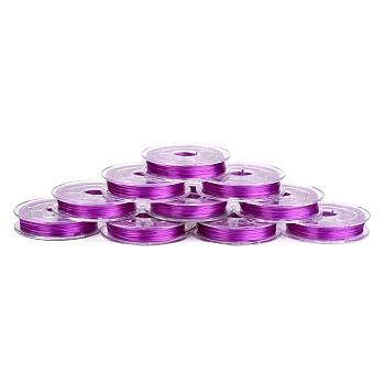 Flat Japanese Crystal Elastic Stretch Thread, for Bracelets Gemstone Jewelry Making Beading Craft, Purple, 0.38mm, about 10.93 yards(10m)/roll