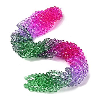 Transparent Painted Glass Beads Strands, Faceted, Rondelle, Colorful, 6x5mm, Hole: 1mm, about 80pcs/strand, 16.54''(42cm)