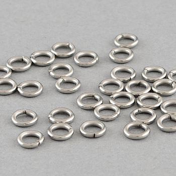 304 Stainless Steel Open Jump Rings, Stainless Steel Color, 20 Gauge, 6x0.8mm, Inner Diameter: 4.4mm, about 320pcs/20g