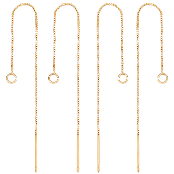 10Pcs Brass Stud Earring Findings with Loop, Ear Threads, Golden, 82~87x0.5mm, Hole: 1.5mm, Pin: 0.6mm