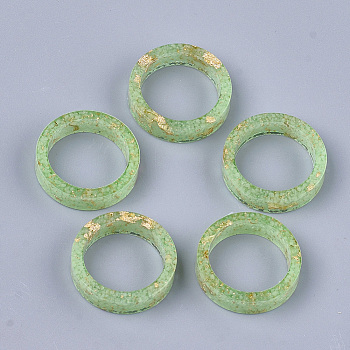 Epoxy Resin Rings, with Gold Foil, Luminous/Glow in the Dark, Lawn Green, Size 9, 19.5mm