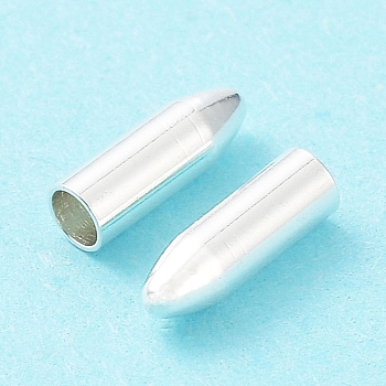 304 Stainless Steel Cord Ends, Bullet, Silver, 7.5x2.5mm, Hole: 2mm