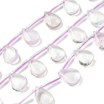 Natural Amethyst Beads Strands, Teardrop, Top Drilled, 13.5x10x4mm, Hole: 1.2mm, about 24pcs/strand, 15.47''(39.3cm)