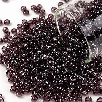 TOHO Round Seed Beads, Japanese Seed Beads, (115) Transparent Luster Amethyst, 8/0, 3mm, Hole: 1mm, about 222pcs/10g