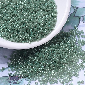 MIYUKI Round Rocailles Beads, Japanese Seed Beads, 11/0, (RR2375) Transparent Light Moss Green Luster, 2x1.3mm, Hole: 0.8mm, about 1111pcs/10g