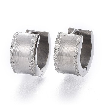 Textured 304 Stainless Steel Huggie Hoop Earrings, Ring, Stainless Steel Color, 12x13x7mm, Pin: 1.2mm