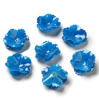 Flower Bead Cap, for DIY Jewelry Making, Royal Blue, 26~29x9~11mm, Hole: 1~1.4mm