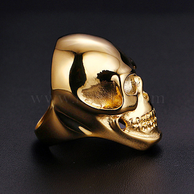 Titanium Steel Skull Finger Ring(SKUL-PW0002-036E-G)-2