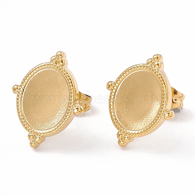 Real 18K Gold Plated Oval 304 Stainless Steel Earring Settings