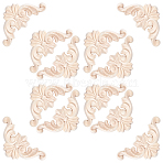 Wood Carved Center Flower Long Applique, Cornsilk, 57x82x5mm(AJEW-WH0752-100)
