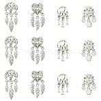 12Pcs 4 Styles Alloy European Beads, Large Hole Beads, Platinum, Mixed Shapes, 20~25.5x10~11x7~7.5mm, 3pcs/style(FIND-CJ0005-01)