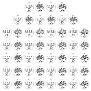 50Pcs Tibetan Style Alloy Pendants, Lead Free & Cadmium Free, Round with Word Life is a Gift & Tree, Antique Silver, 20.5x18.5x1.5mm, Hole: 1.8mm(TIBE-SC0001-44)