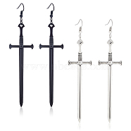2 Pairs 2 Colors Alloy Sword Dangle Earrings, Long Drop Earrings for Women, Mixed Color, 107mm, Pin: 0.7mm, 1 Pair/color(EJEW-AN0001-92)