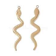 Vacuum Plating 201 Stainless Steel Pendants, Snake Charm, Real 18K Gold Plated, 43x9x2mm, Hole: 1.6mm(STAS-J401-VC745)
