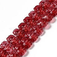 Transparent Glass Beads Strands, Lotus, Dark Red, 10x14x7mm, Hole: 0.8mm, about 38pcs/strand, 14.17 inch(36cm)(GLAA-F114-01M)