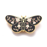 Butterfly with Flower Enamel Pin, Exquisite Alloy Enamel Brooch for Backpack Clothes, Golden, Medium Purple, 22x45x8.5mm, Pin: 0.7mm(JEWB-I016-12G)