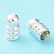 201 Stainless Steel Cord End, Column, Silver, 8x4.5mm, Hole: 3mm(STAS-P327-02S)