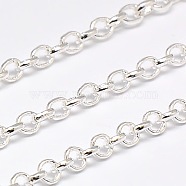 Electroplate Brass Rolo Chains, Belcher Chain, Soldered, with Spool, Silver Color Plated, 3x1mm, about 164.04 Feet(50m)/roll(CHC-L009A-01S)