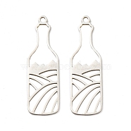 201 Stainless Steel Pendants, Laser Cut, Bottle Charm, Stainless Steel Color, 40x12x1mm, Hole: 2mm(STAS-M318-07P)