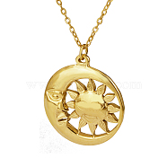 Stylish Stainless Steel Sun Pendant Necklaces for Women, Real 18K Gold Plated, 17.72 inch(45cm)(EQ3081-4)