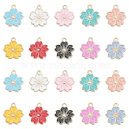 20Pcs 10 Colors Alloy Enamel Pendants, Sakura Flower, Light Gold, Mixed Color, 20.5x17.5x1.5mm, Hole: 2mm, 2pcs/color(ENAM-YW0002-12)
