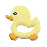 Silicone Focal Beads, Silicone Teething Beads, Baby Toy, Duck, Champagne Yellow, 93x83x9mm(SIL-P008-C03)