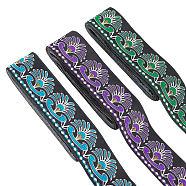 10.5M 3 Styles Ethnic Style Embroidery Polyester Ribbons, Jacquard Ribbon, Garment Accessories, Floral Pattern, Mixed Color, 1-3/8 inch(34mm)(OCOR-FG0001-44)